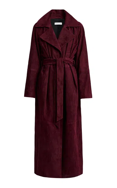 Nour Hammour Althea Lambskin Leather Trench In Burgundy