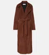 Nour Hammour Althea Suede Wrap Coat In Beige