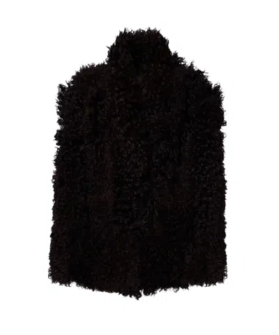 Nour Hammour Amara Shearling Coat In Black
