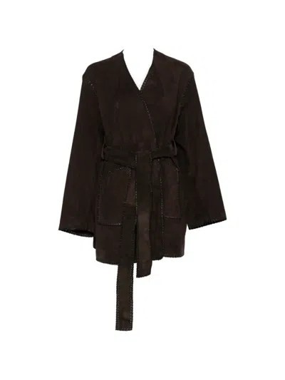 Nour Hammour Anika Suede Jacket In Brown