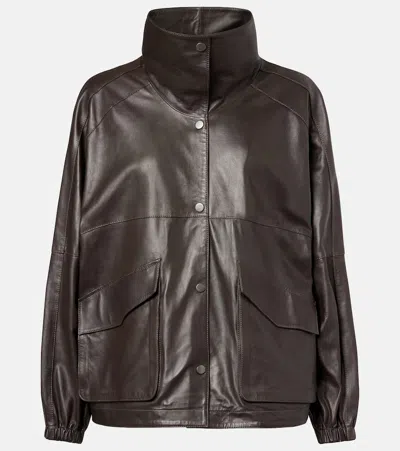 Nour Hammour Anorak Leather Jacket In Brown