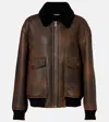 Nour Hammour Anton Shearling-lined Leather Bomber Jacket In Blue