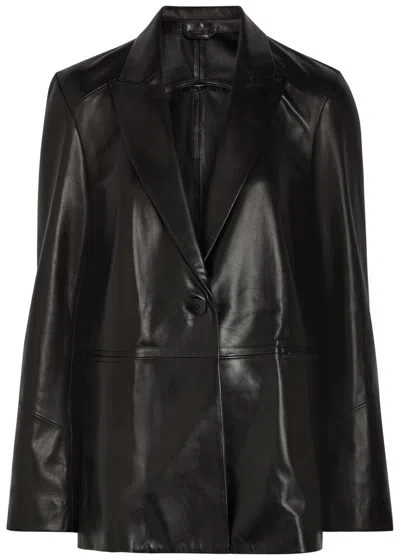 Nour Hammour Arden Polished Leather Jacket In Black