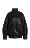 Nour Hammour Ariste Leather Bomber Jacket In Black