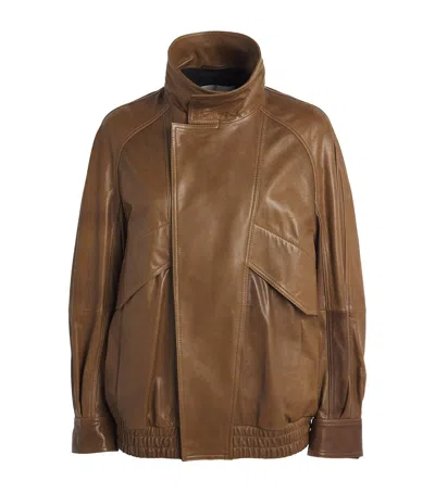 Nour Hammour Ariste Leather Jacket In Brown