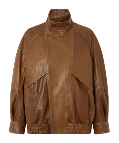 Nour Hammour Ariste Paneled Leather Jacket In Brown