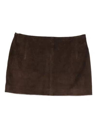 Nour Hammour Avery Suede Mini Skirt In Brown