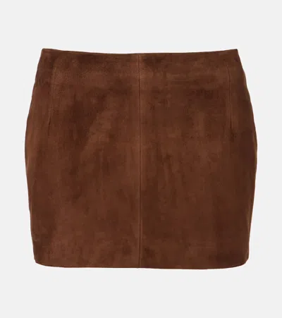Nour Hammour Avery Suede Miniskirt In Brown
