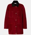 Nour Hammour Barn Leather-trimmed Suede Jacket In Red
