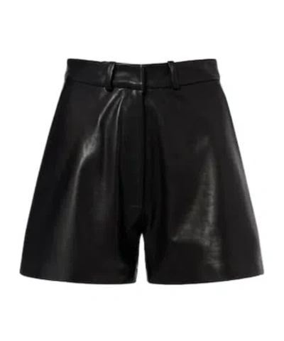 Nour Hammour Barrel Leather Shorts In Black