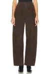 Nour Hammour Barrel Suede Pant In Brown