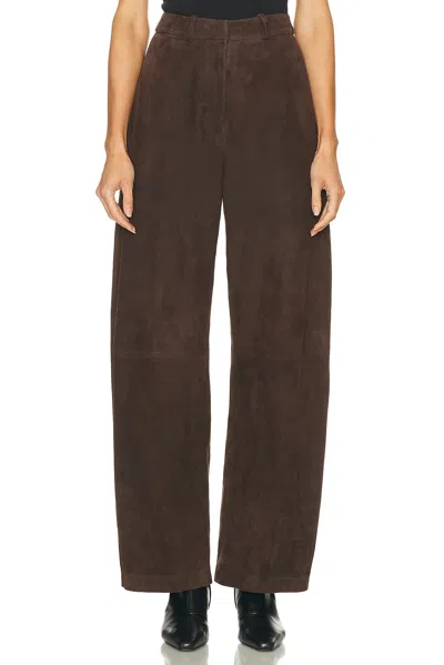 Nour Hammour Barrel Suede Pant In Brown