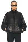 Nour Hammour Beck Oversized Leather Jacket In Black