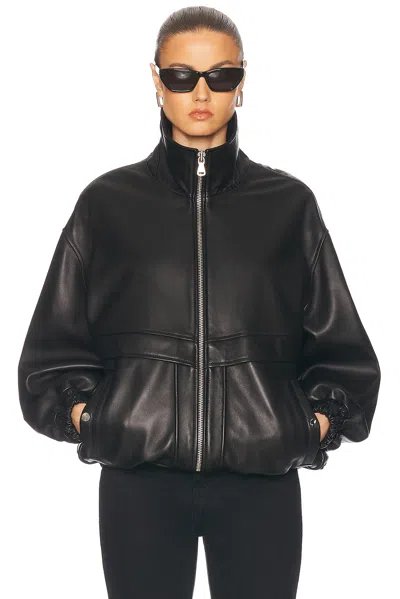 Nour Hammour Beck Oversized Leather Jacket In Black