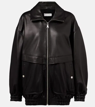 Nour Hammour Beck Leather Bomber Jacket In Black