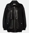 Nour Hammour Beck Leather Bomber Jacket In Black