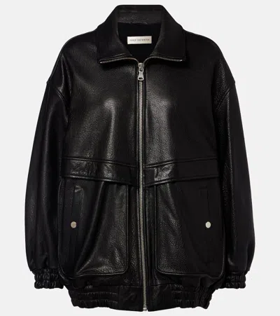 Nour Hammour Beck Leather Bomber Jacket In Black