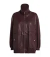 Nour Hammour Beck Leather Bomber Jacket In Burgundy