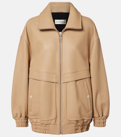 Nour Hammour Beck Leather Bomber Jacket In Brown