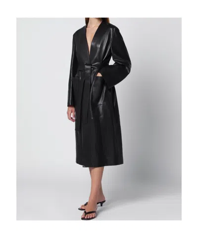 Nour Hammour Belted Coat In Black