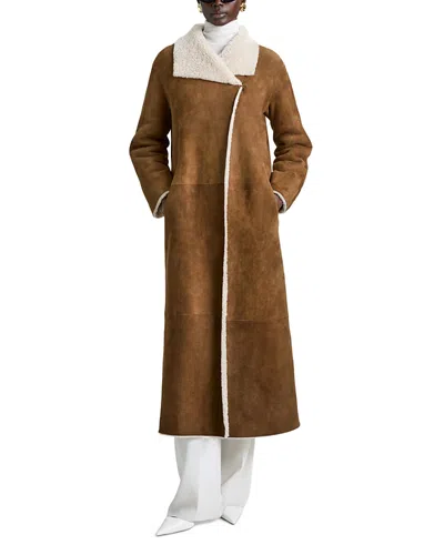 Nour Hammour Birthday Shearling Coat In Cigarello