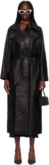 Nour Hammour Black Althea Belted Leather Jacket In Blk Black