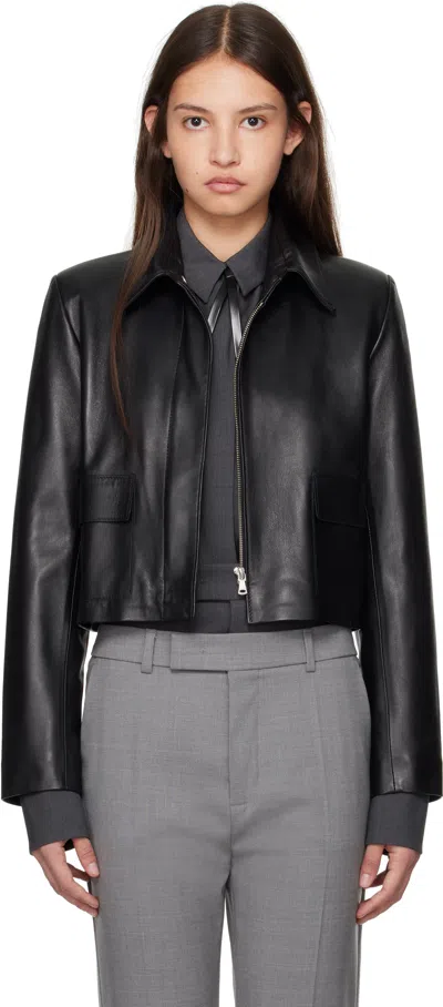 Nour Hammour Black Bleeker Leather Jacket In Blk Black