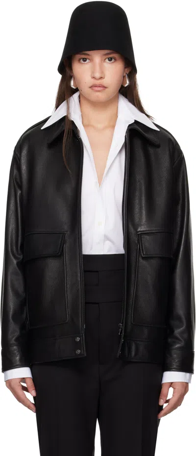 Nour Hammour Black Drey Leather Jacket In Blk Black