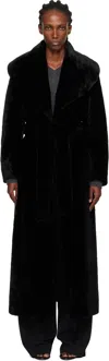 Nour Hammour Black Giovanna Enveloping Shearling Coat In Black