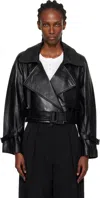 Nour Hammour Black Hatti Cropped Leather Jacket In Black