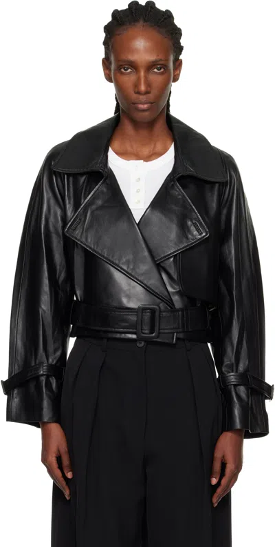Nour Hammour Black Hatti Cropped Leather Jacket