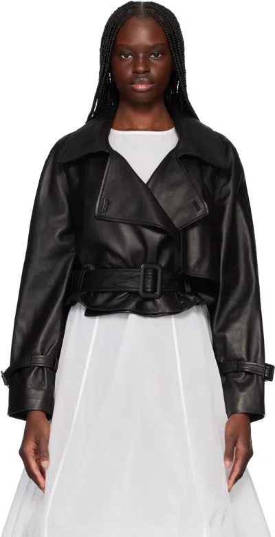 Nour Hammour Black Hatti Cropped Leather Jacket