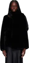 Nour Hammour Black Lyra Versatile Shearling Jacket In Blk Black