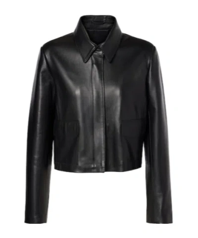 Nour Hammour Bleeker Cropped Leather Jacket In Black