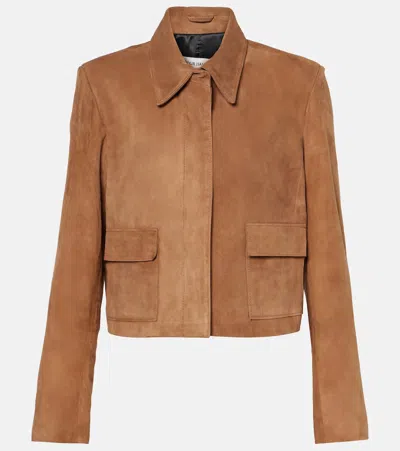Nour Hammour Cropped-jacke Bleeker Aus Veloursleder In Braun