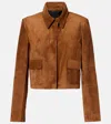 Nour Hammour Bleeker Cropped Suede Jacket In Brown