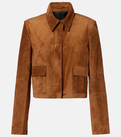 Nour Hammour Bleeker Cropped Suede Jacket In Brown