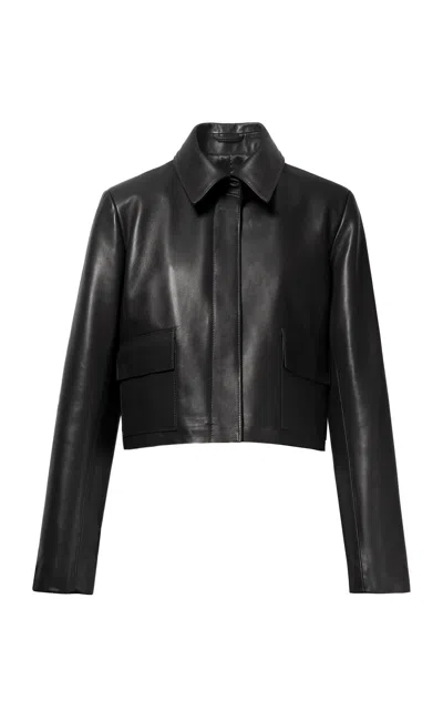 Nour Hammour Bleeker Lambskin Cropped Jacket In Black