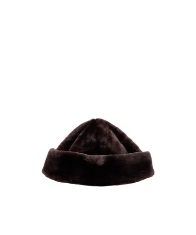 Nour Hammour Blokes Shearling Beanie In Brown