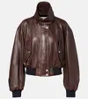 Nour Hammour Briar Leather Bomber Jacket In Brown