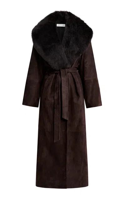 Nour Hammour Briona Lambskin Leather Trench In Brown