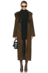 Nour Hammour Briona Suede Trench Coat In Brown