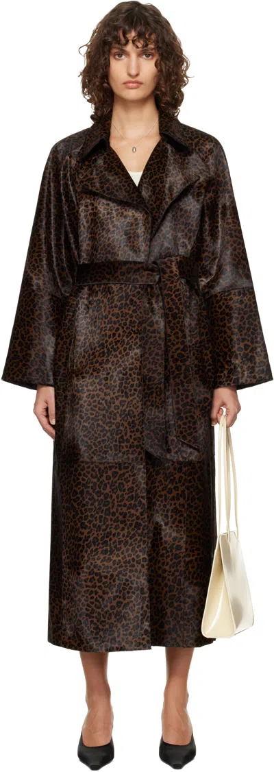 Nour Hammour Brown Althea Supple Ponyhair Coat In Black
