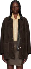 Nour Hammour Brown Bam Suede Jacket In Mochsue Mocha Suede