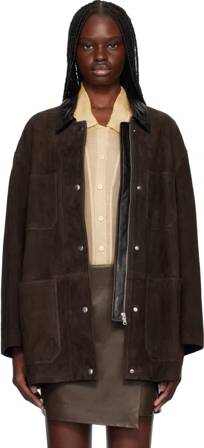 Nour Hammour Brown Bam Suede Jacket In Mochsue Mocha Suede