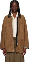 Nour Hammour Brown Bam Suede Jacket In Tobasue Tobacco Sued