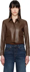 Nour Hammour Brown Bleeker Cropped Leather Jacket In Mc Milk Chocolate