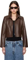 Nour Hammour Brown Bleeker Leather Jacket In Mc Milk Chocolate