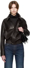 Nour Hammour Brown Clint Utilitarian Leather Jacket In Chofon Chocolat Fond