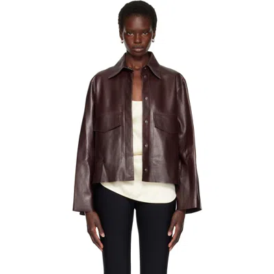 Nour Hammour Brown Darcy Leather Jacket In Bourgogne